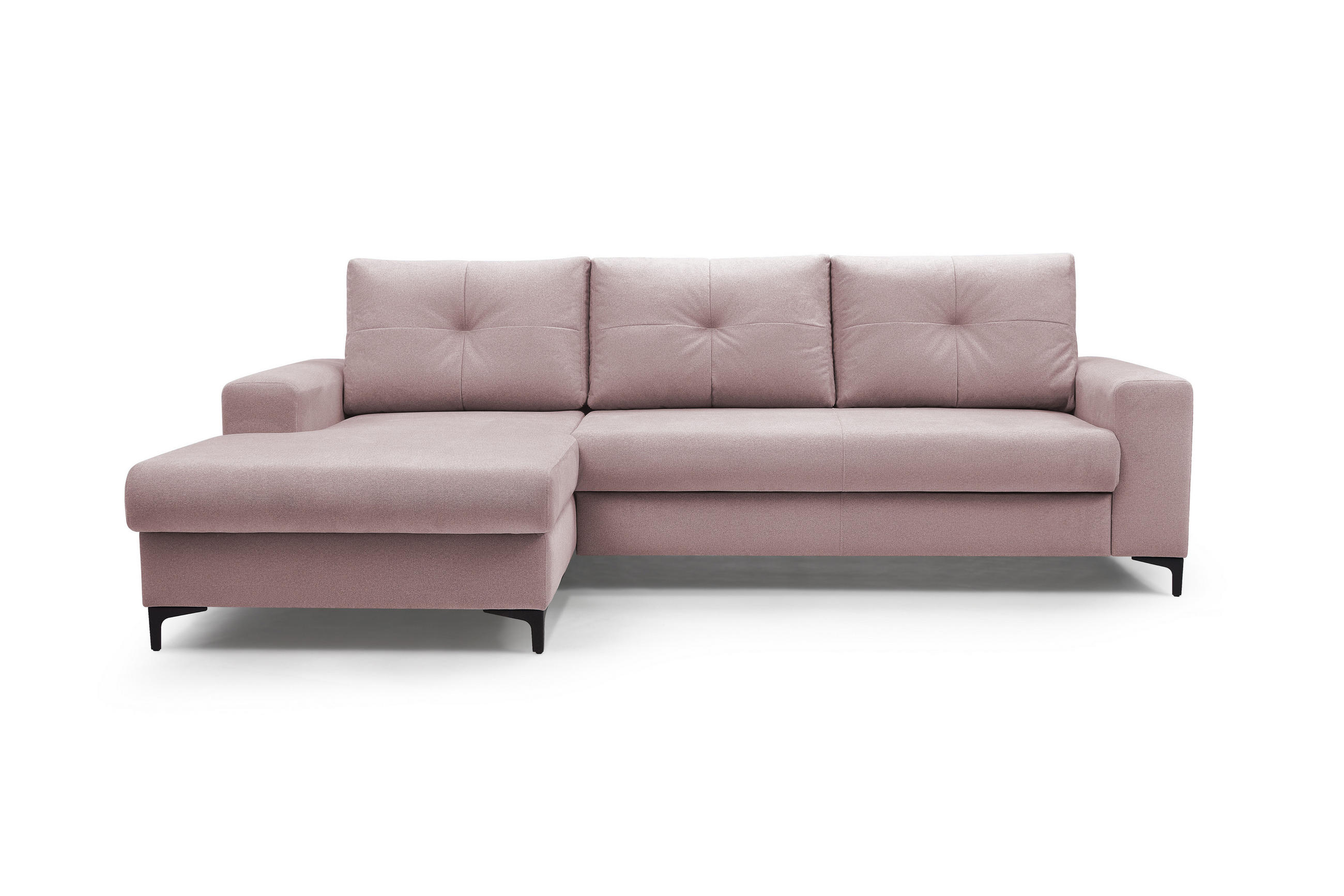 ECKSOFA AVRA L-förmig, mit Stauraumbehälter-in RINO-Stoff, Komfort & Eleganz, lose Rückenkissen, freistehend, LINKS 165x251x85 cm Pink - Pink, Holz/Textil (165/251cm) - DomoHome