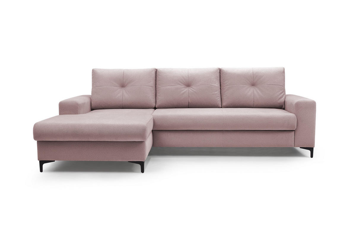 ECKSOFA AVRA L-förmig, mit Stauraumbehälter-in RINO-Stoff, Komfort & Eleganz, lose Rückenkissen, freistehend, LINKS 165x251x85 cm Pink - Pink, Holz/Textil (165/251cm) - DomoHome