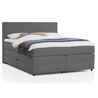 BOXSPRINGBETT LOFT 180x200 Anthrazit H2 und H3 mit Bettkasten 7-Zonen Taschenfederkern Matratze inkl. Visco Topper - Anthrazit, Textil (180/200cm) - Belanoti