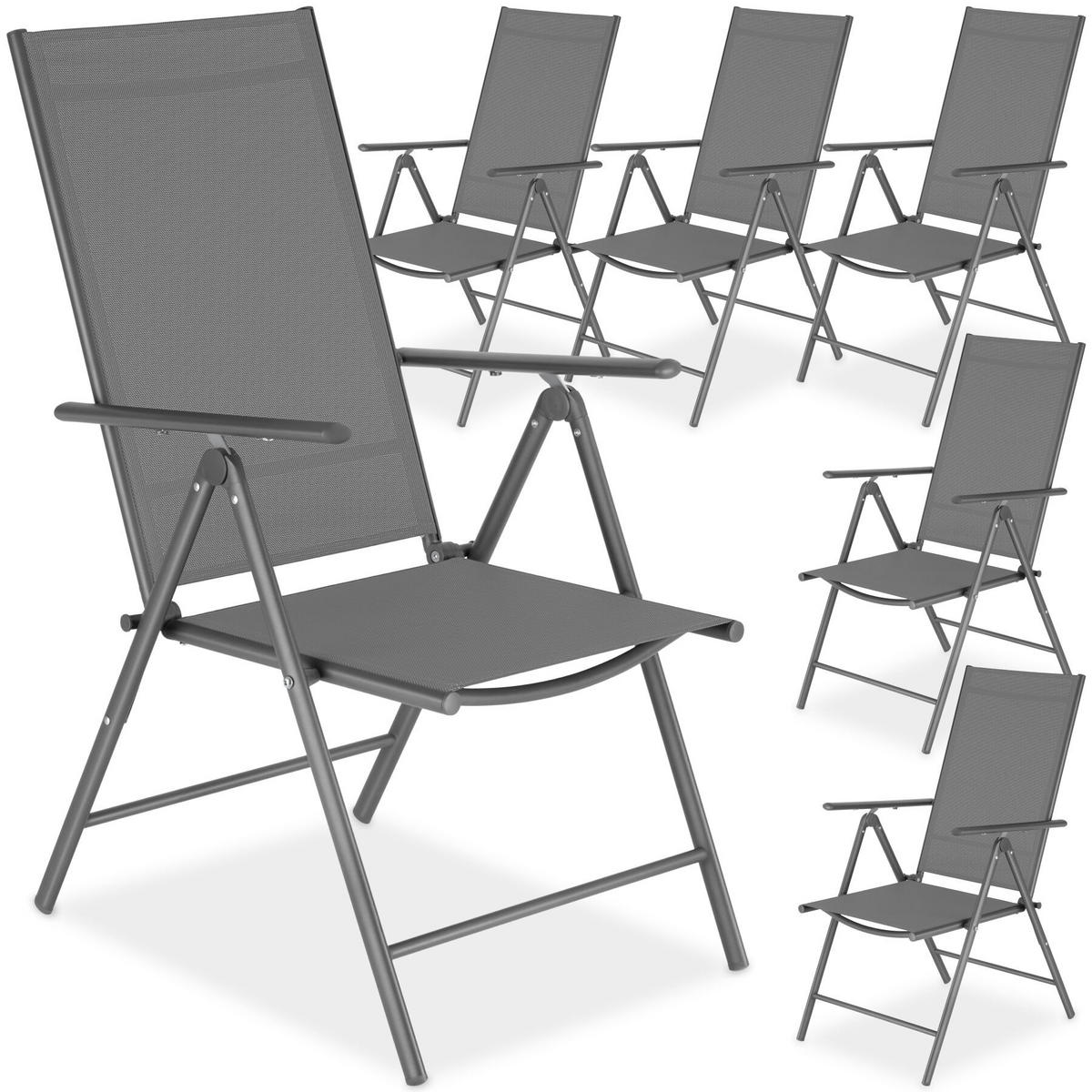 GARTENSTUHL 6er Set Marcellino, 54,5 x 65 x 107,5 cm, anthrazit - Anthrazit/Grau, Metall (54.5/107.5/65cm) - tectake
