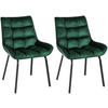 STUHL 2er Set Samt Grün - Schwarz/Grün, Textil/Metall (58/84/57cm) - CLP