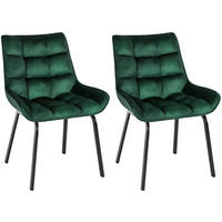 STUHL 2er Set Samt Grün - Schwarz/Grün, Textil/Metall (58/84/57cm) - CLP