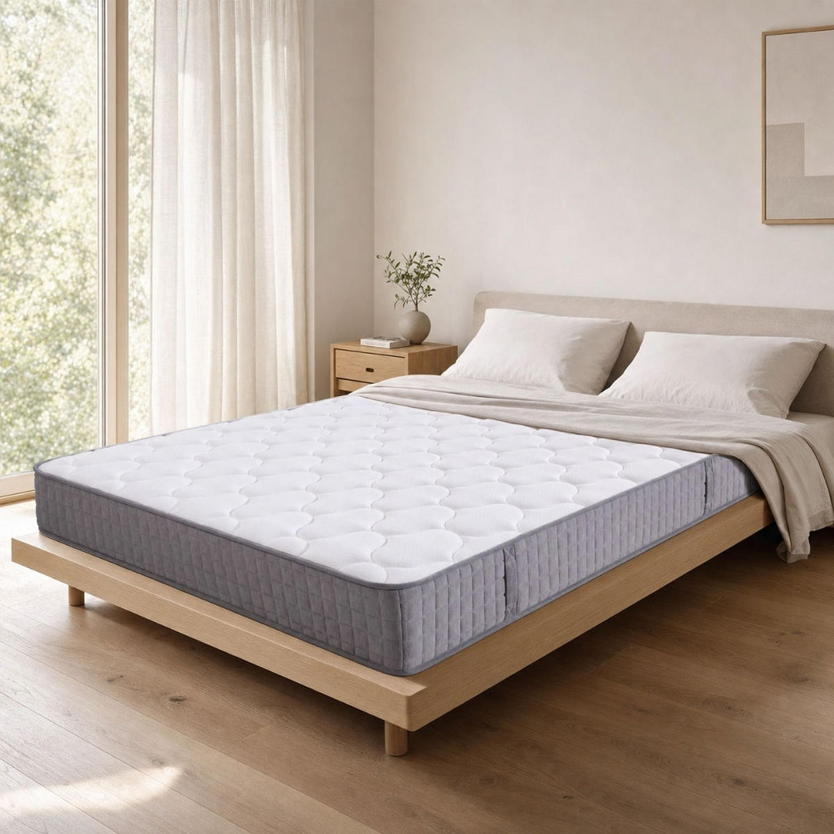 TASCHENFEDERKERNMATRATZE 7-Zonen Härtegrad H3, Ergonomisch, Weiß, 90/200/25 cm - Weiß, Metall (90/200cm) - Rolipo