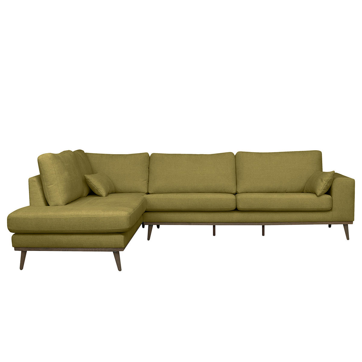 ECKSOFA mit Ottomane - Eichefarben/Olivgrün, Eichenholz/Textil (287/219cm) - home24