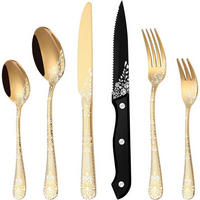 BESTECKSET 36-teilig Gold für 6 Personen mit Steakmessern - Goldfarben, Metall