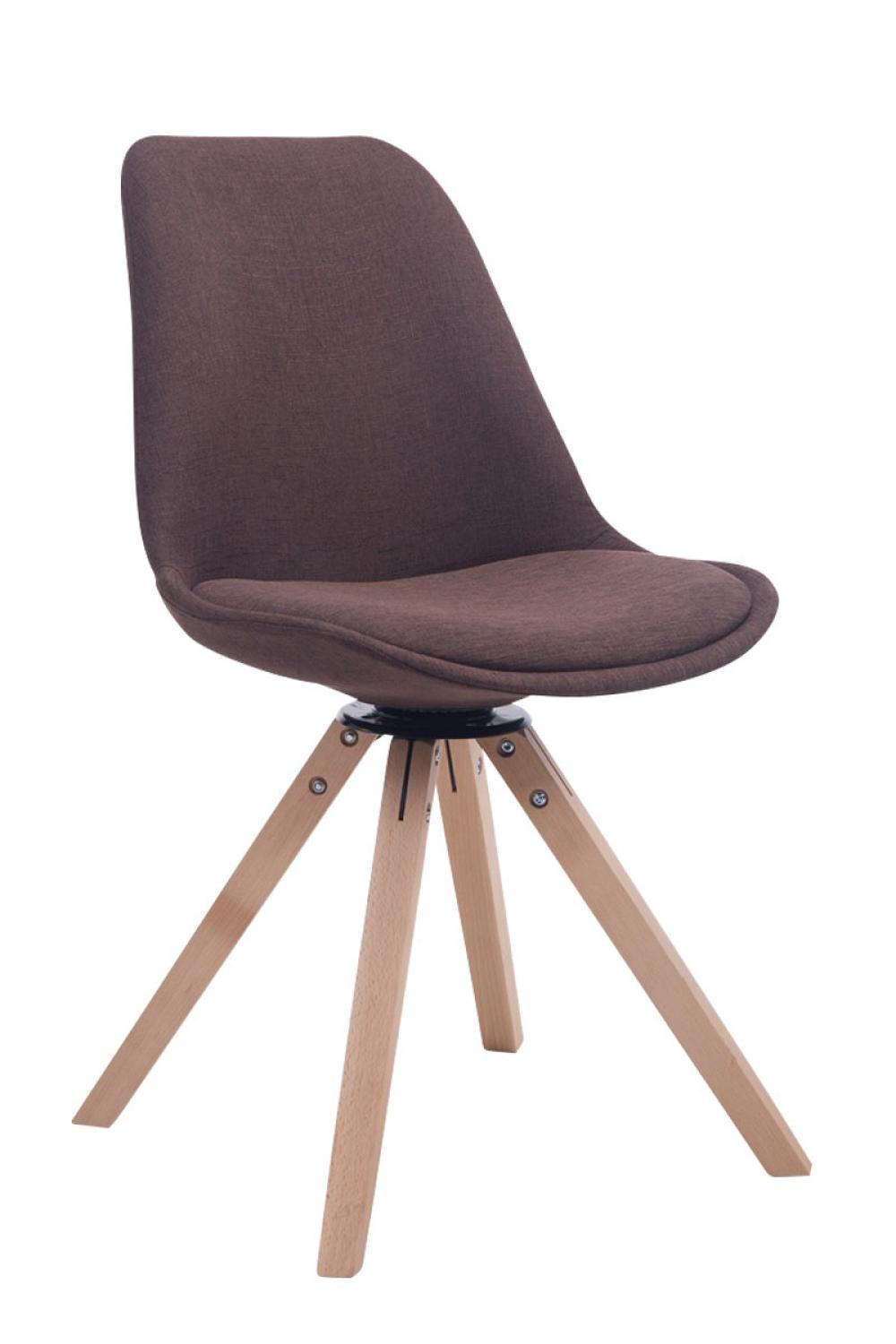 DREHSTUHL Stoff braun - Eukalyptusholzfarben/Braun, Holz/Textil (48/84/56cm) - CLP