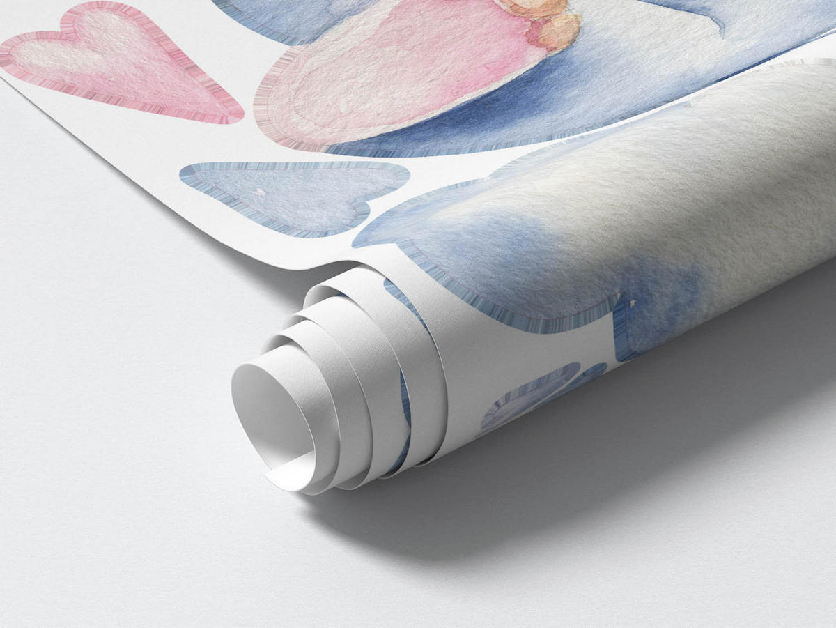 WANDAUFKLEBER 60x102cm - Nilpferdfamilie - Multicolor, Kunststoff (60/102/0.1cm) - Wallfluent