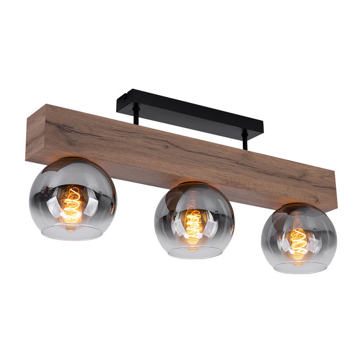 DECKENLEUCHTE MOITAS Braun Holzoptik - Braun, Glas (65/15/28cm) - Globo Lighting