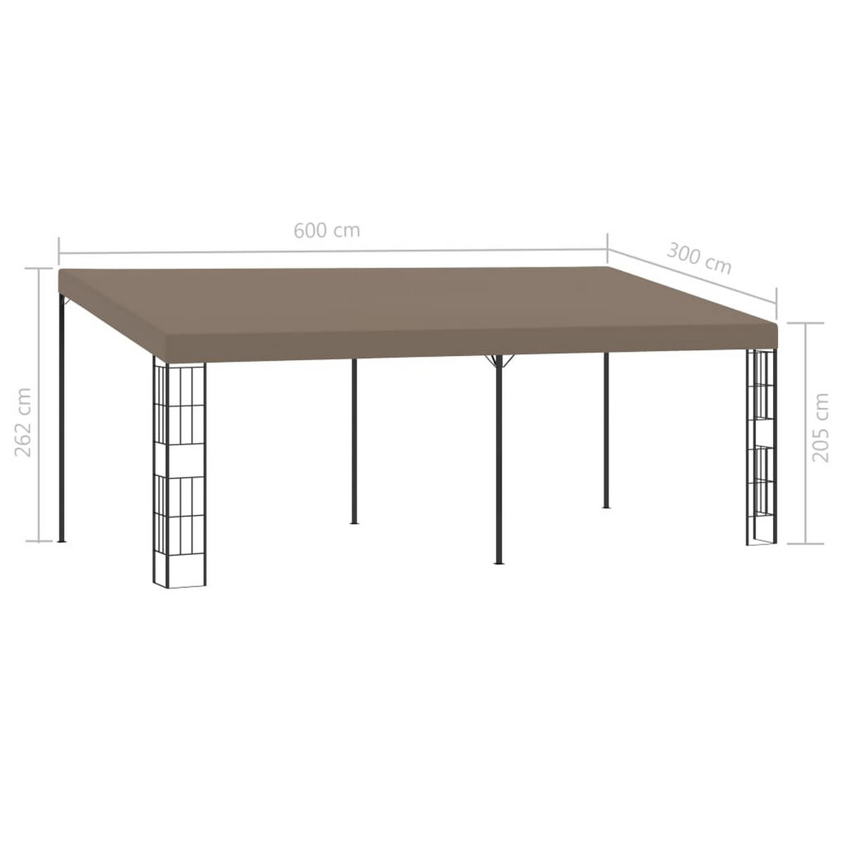 GARTENPAVILLON Pergola LYMP 6x3 m Taupe Stoff - Taupe, Metall (600/262/300cm) - DELUKE