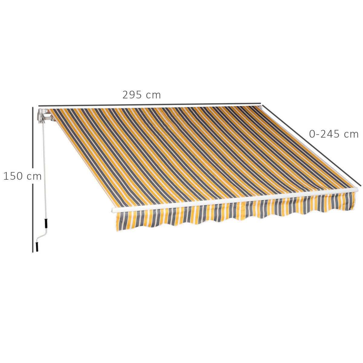 MARKISE Alu+Polyester Gelb+Grau - Gelb/Grau, Kunststoff/Metall (245/2/295cm) - Outsunny