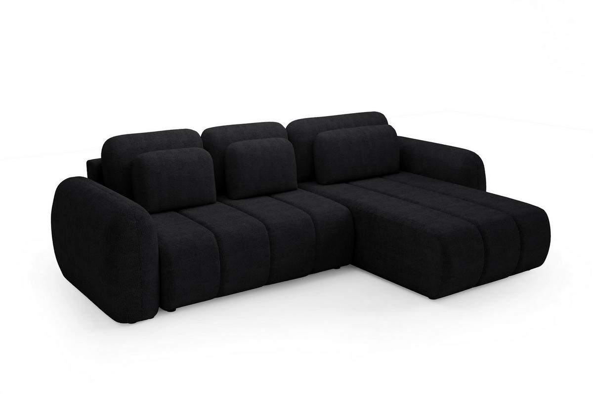 ECKSOFA Caria Mit Schlaffunktion - Schwarz, Holzwerkstoff/Textil (304/190cm) - Fun Möbel