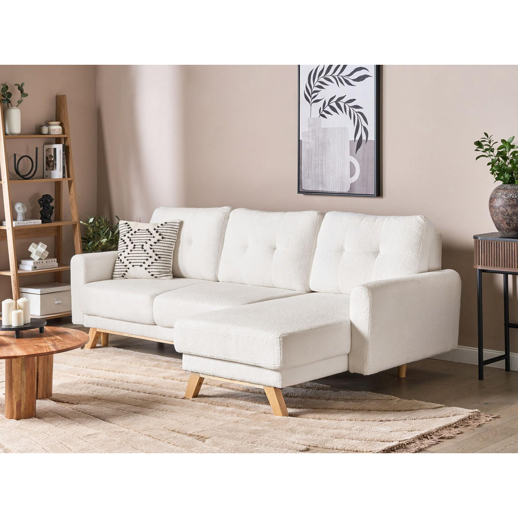 Thumbnail - Beliani 3-Sitzer-Ecksofa, Hellbraun, Weiß, Textil, L-Form, 240x142 cm, Wohnzimmer, Sofas & Couches, Wohnlandschaften, Ec...