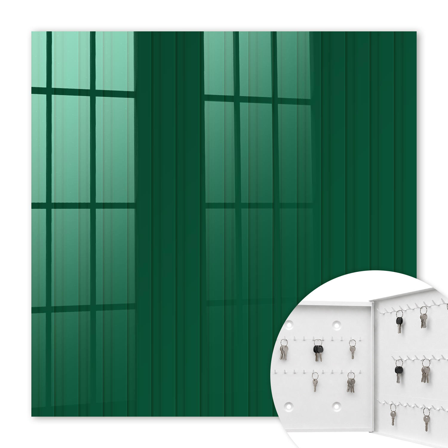 SCHLÜSSELBOX Weiß 30x30 cm – Türöffnung nach rechts - Grüne Streifen - Grün, Metall (30/30/5cm) - TULUP