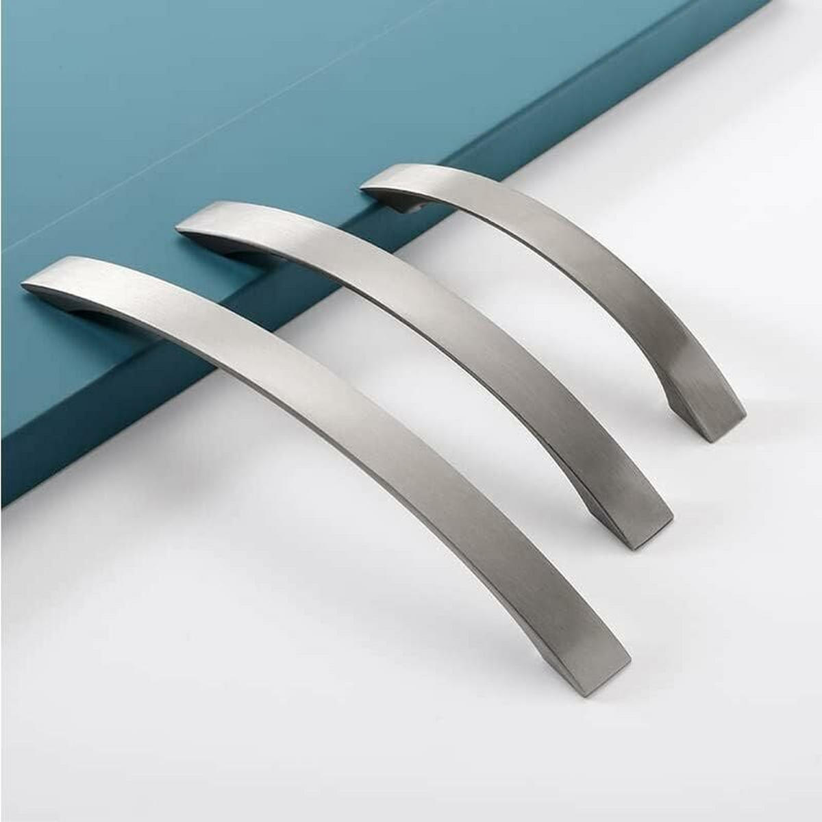 KÜCHENGRIFF Chrom 6er-Set 96 mm gebürstetes Nickel - Schwarz, Metall (1.2/2/12.4cm)