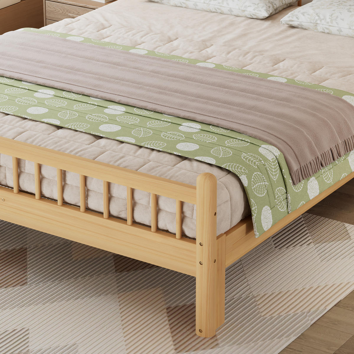 BETT 140/200 cm in Beige & Natur Massivholz mit Lattenrost Gitter-design - Naturfarben, Holzwerkstoff (140/200cm) - STILVORA
