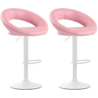 BARHOCKER 2er Set Mekim Kunstleder Pink Weiß - Pink, Leder/Metall (53/80/47cm) - DELUKE