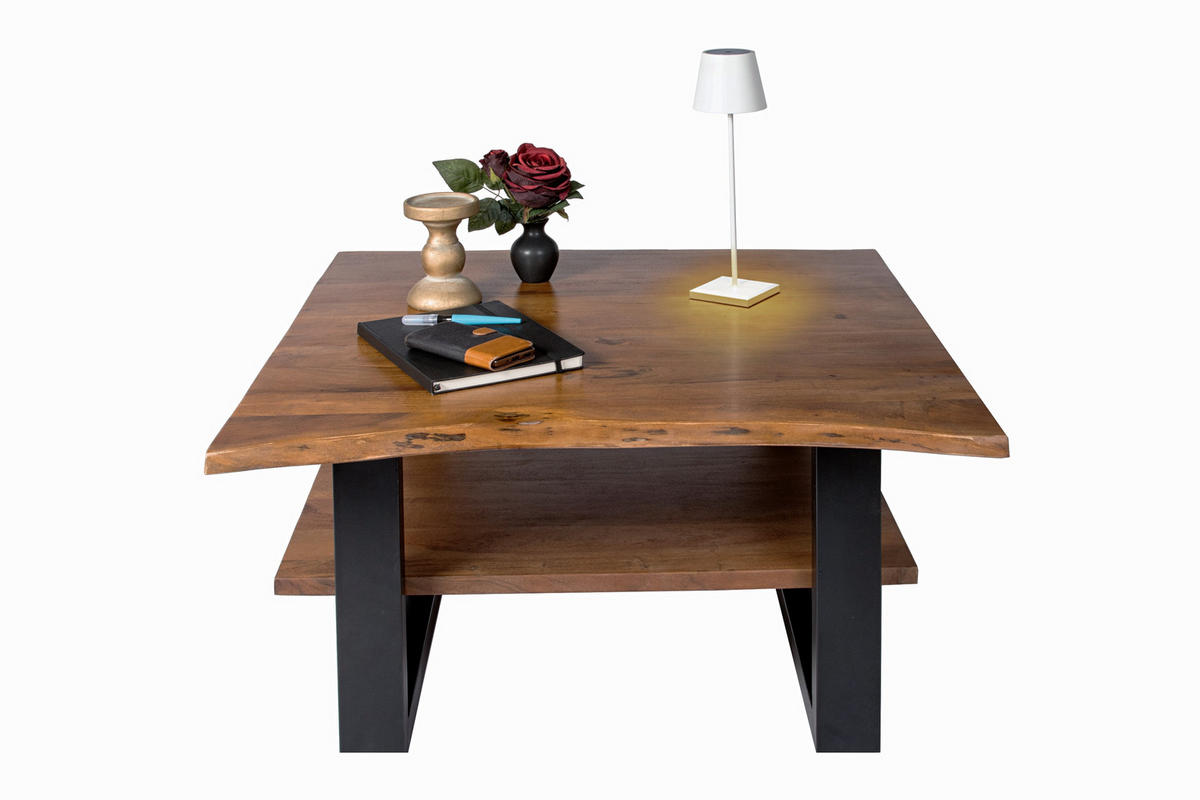 COUCHTISCH PATRICK - Schwarz/Braun, Holz/Metall (90/90/46cm) - SAM