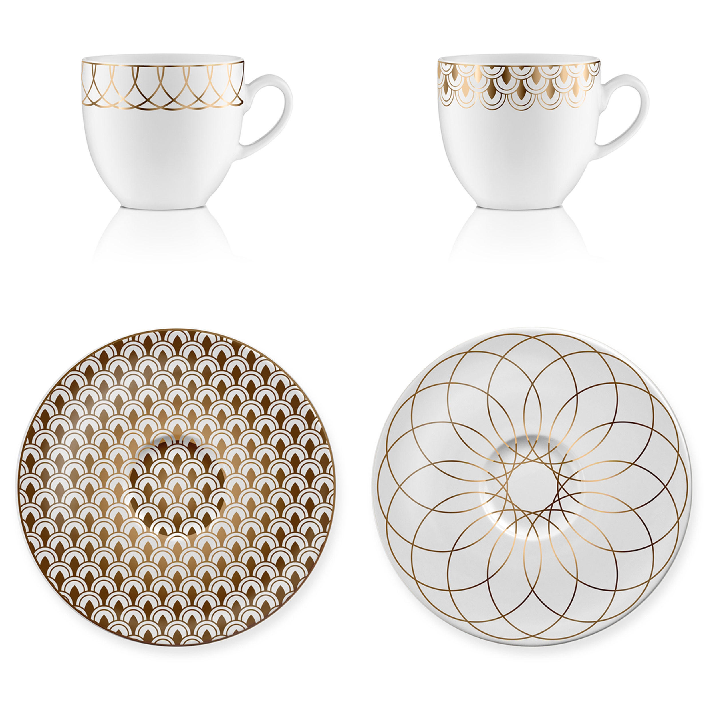 ESPRESSOTASSE First Gold 2er Set, Porzellan, Gold, 100 ml - Goldfarben, Keramik (0.1L) - Goebel