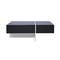 COUCHTISCH Schwarz Weiß LED-Beleuchtung 100/50/34,5 cm - Schwarz, Holzwerkstoff (50/100/34.5cm) - PANGIVO