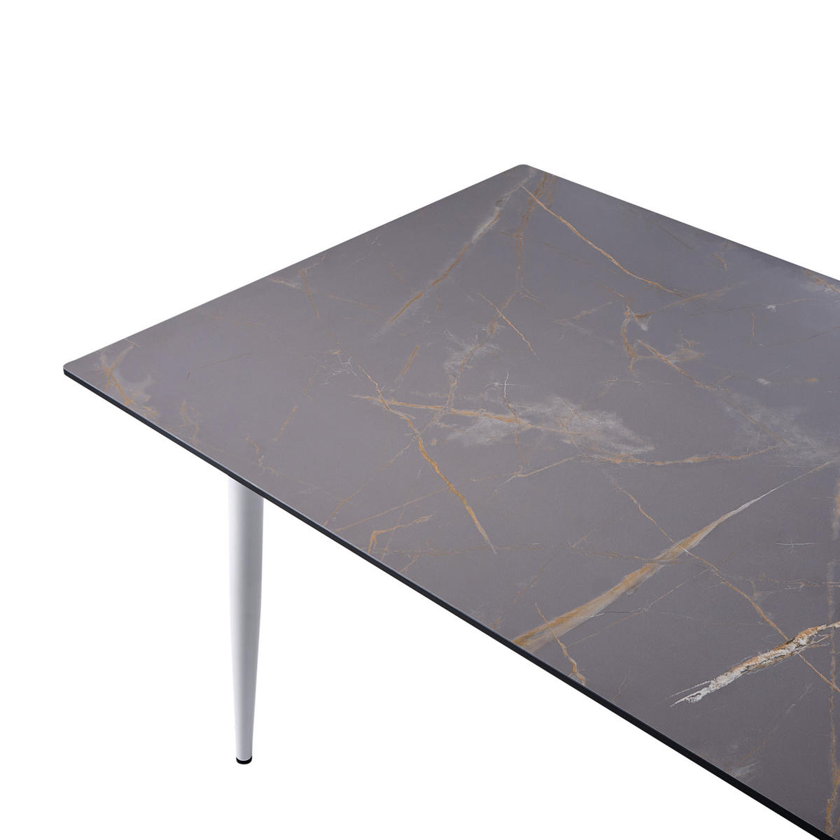 ZAHRADNÍ STŮL 180/90 cm Mramor Look Šedý Mramor Tolentino - tmavě šedá, plast (180/90/75cm) - Beliani