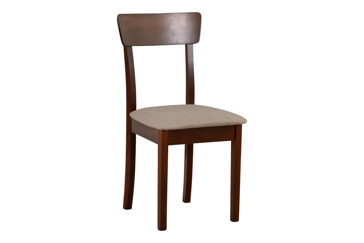 STUHL Hugo 1 (6er Set) - Graubraun/Nussbaumfarben, Holz (43/86/40cm) - Leaf Design