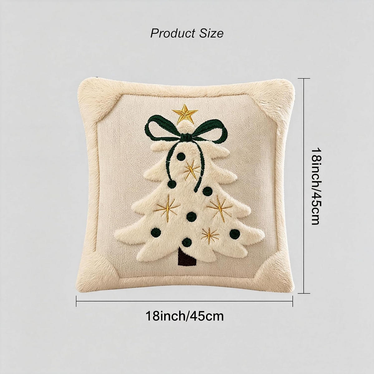 KISSENBEZUG – Weihnachtskissenbezug (Kissenfüllung nicht enthalten) – 45 x 45 cm – Beige(zwei) - Beige, Textil (45/45cm)