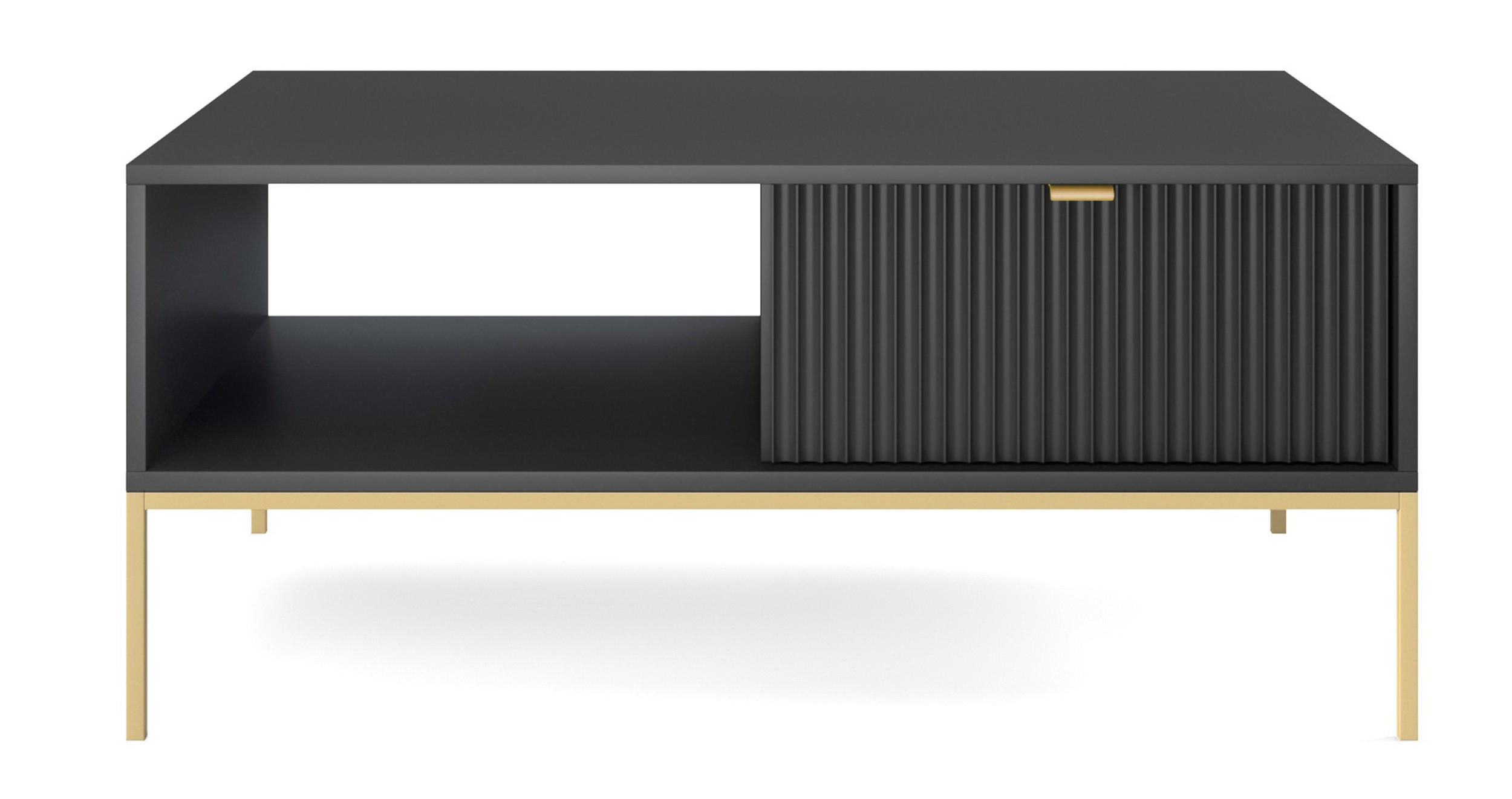 COUCHTISCH Vellore Schwarz mit goldenen Metallbeinen 104/68/46 cm - Goldfarben/Schwarz, Holzwerkstoff/Metall (68/104/46cm) - Selsey