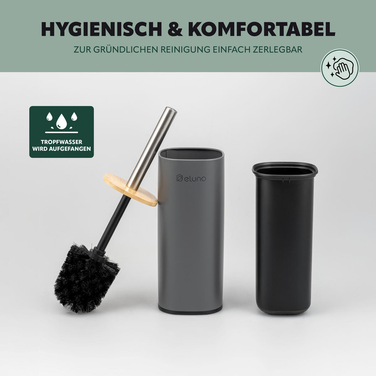 BADEZIMMER-SET FRAMURA 2tlg., grau - Grau, Metall (18.5/27.5/23cm) - eluno