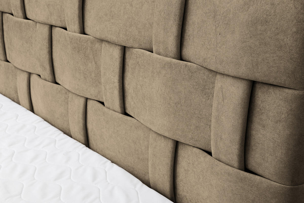 BOXBETT Charlotte mit 2 Bettkästen, Maße: 160x200 cm, Farbe: Braun, Velourstoff, mit Bonell-Matratze inkl. Topper - Braun, Holz/Kunststoff (160/200cm) - VENASI MÖBEL