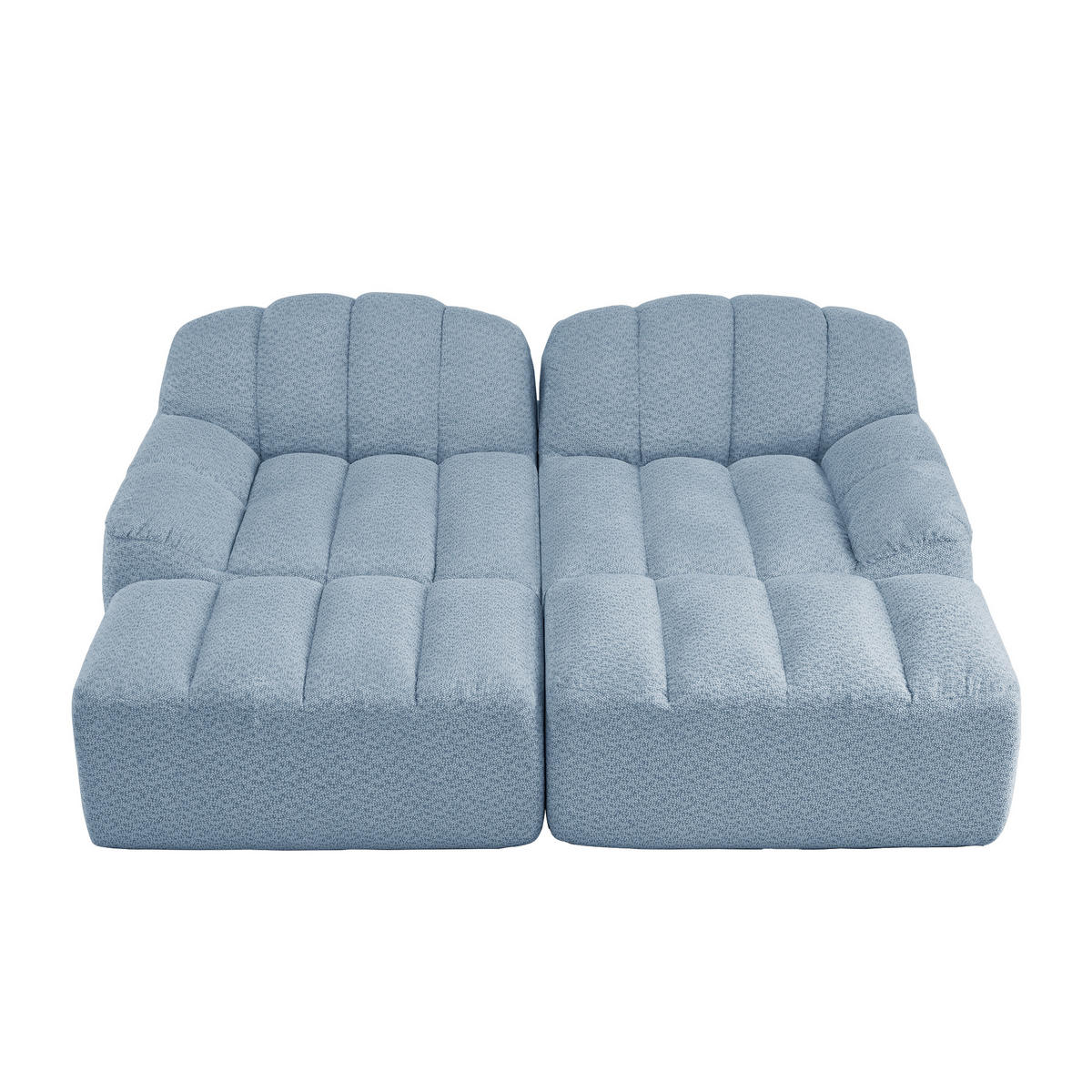 2-SITZER-SOFA DE-34312 mit 2 Ottomans Blau - Blau, Textil (165/79/210cm) - ComfortXL