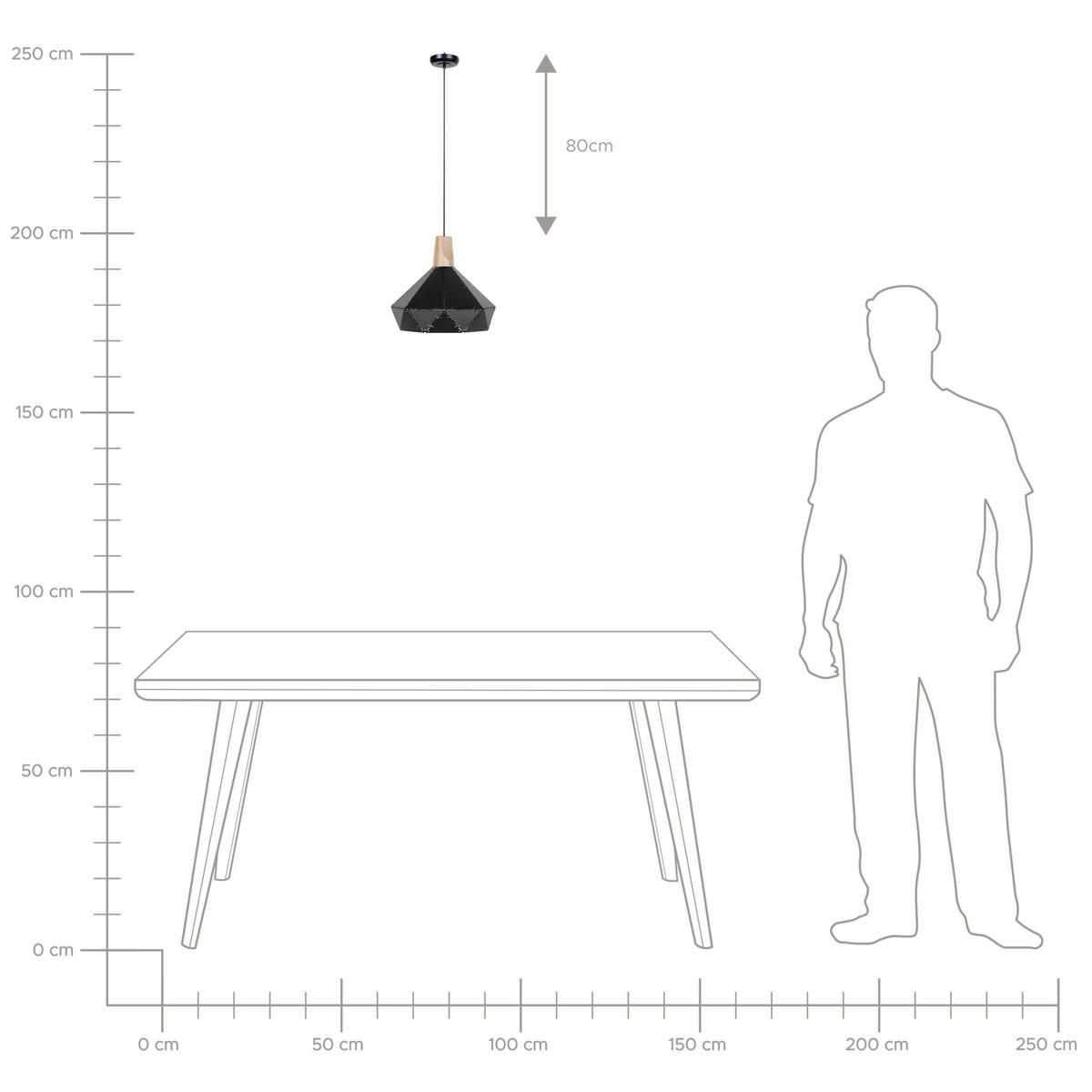 HÄNGELEUCHTE Somme 26/26/112 cm - Schwarz, Metall (26/26/112cm) - Beliani