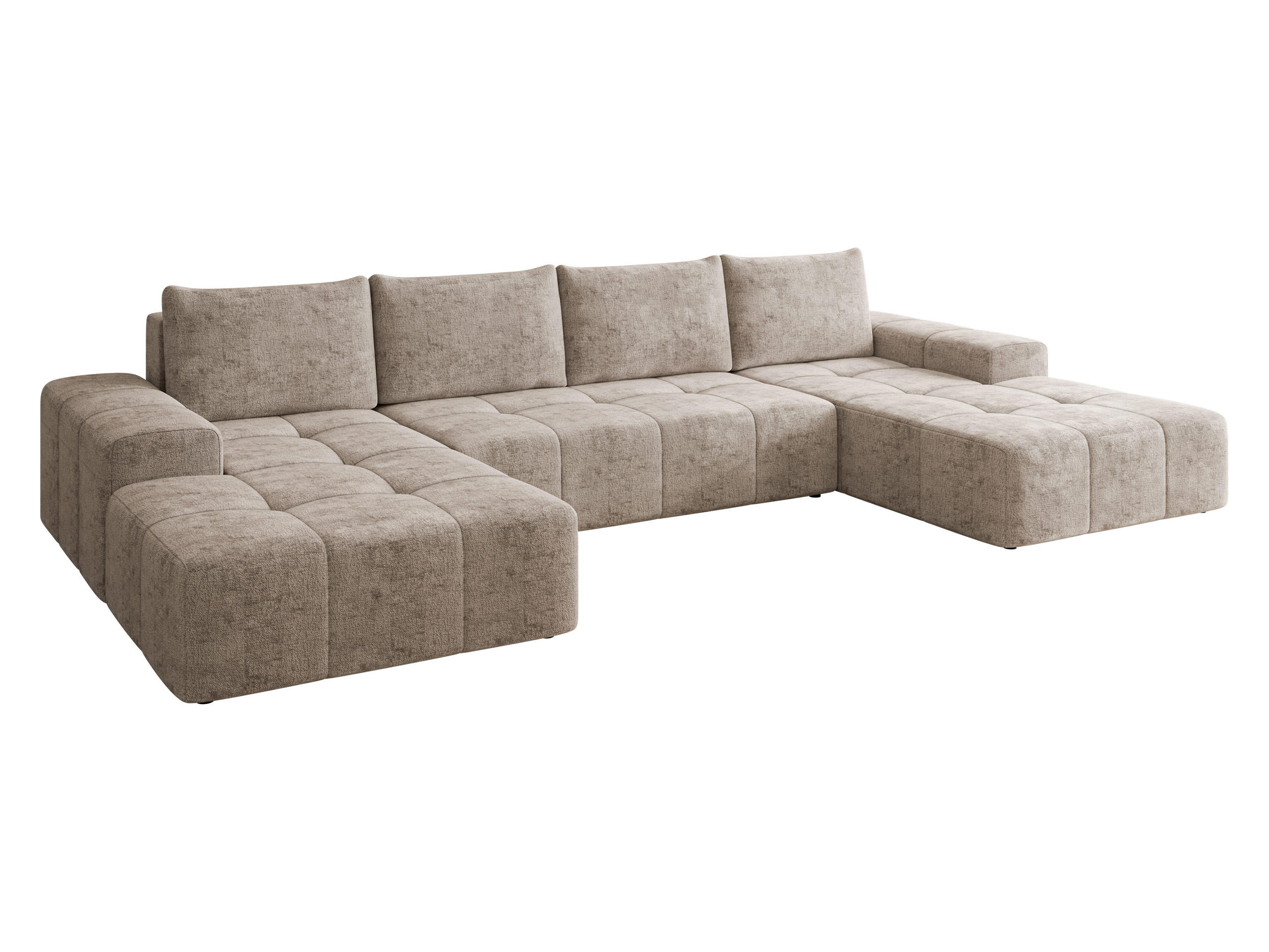 CANAPEA ÎN FORMĂ DE U Tonseo U - cappuccino/negru, material plastic/material textil (344/78/173cm) - MIRJAN24