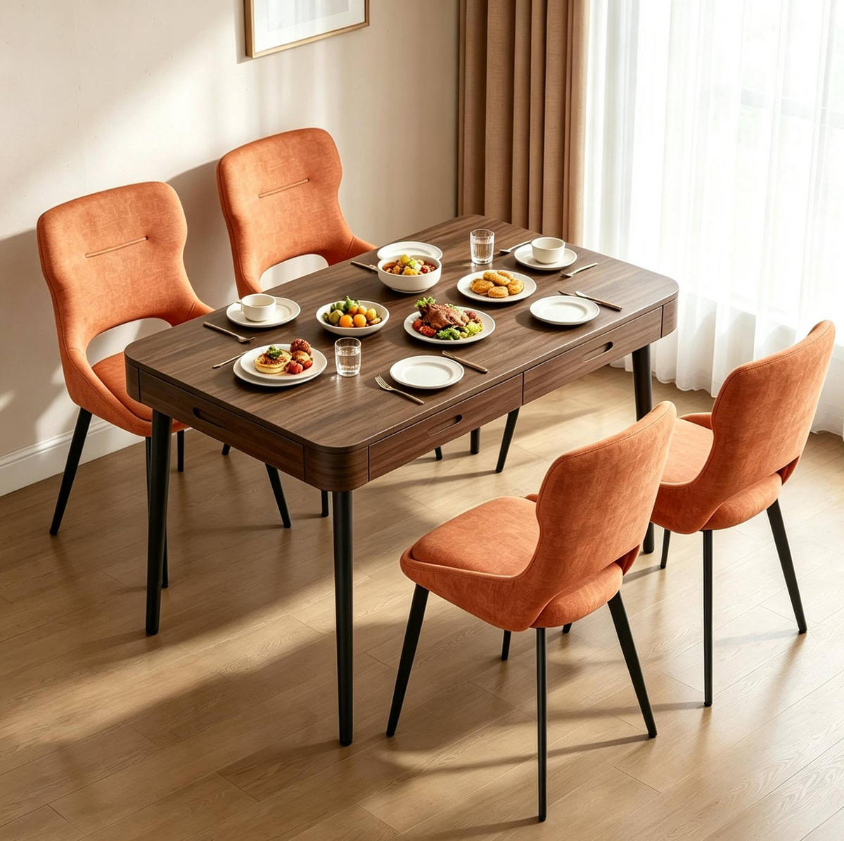 ESSSTUHL 4er-Set Chenille Orange - Orange, Metall (40/86/43cm) - Meubliv