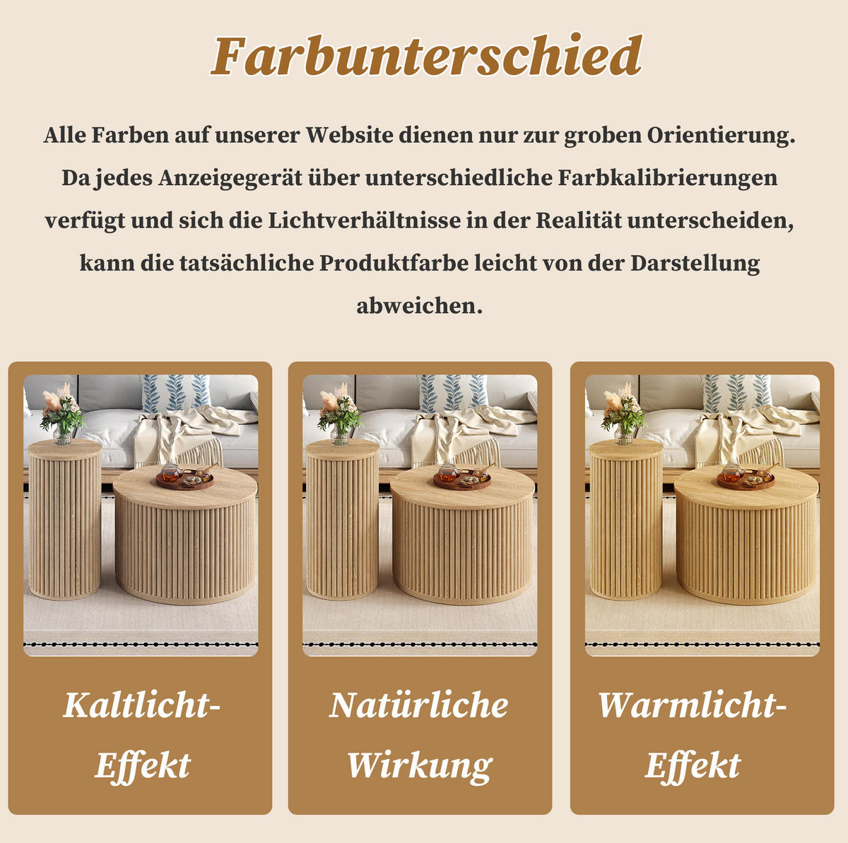 COUCHTISCH aus MDF 60x60x38.5 & 30x30x56 cm in Natur - Naturfarben, Holzwerkstoff (60/60/38.5cm) - Modfu