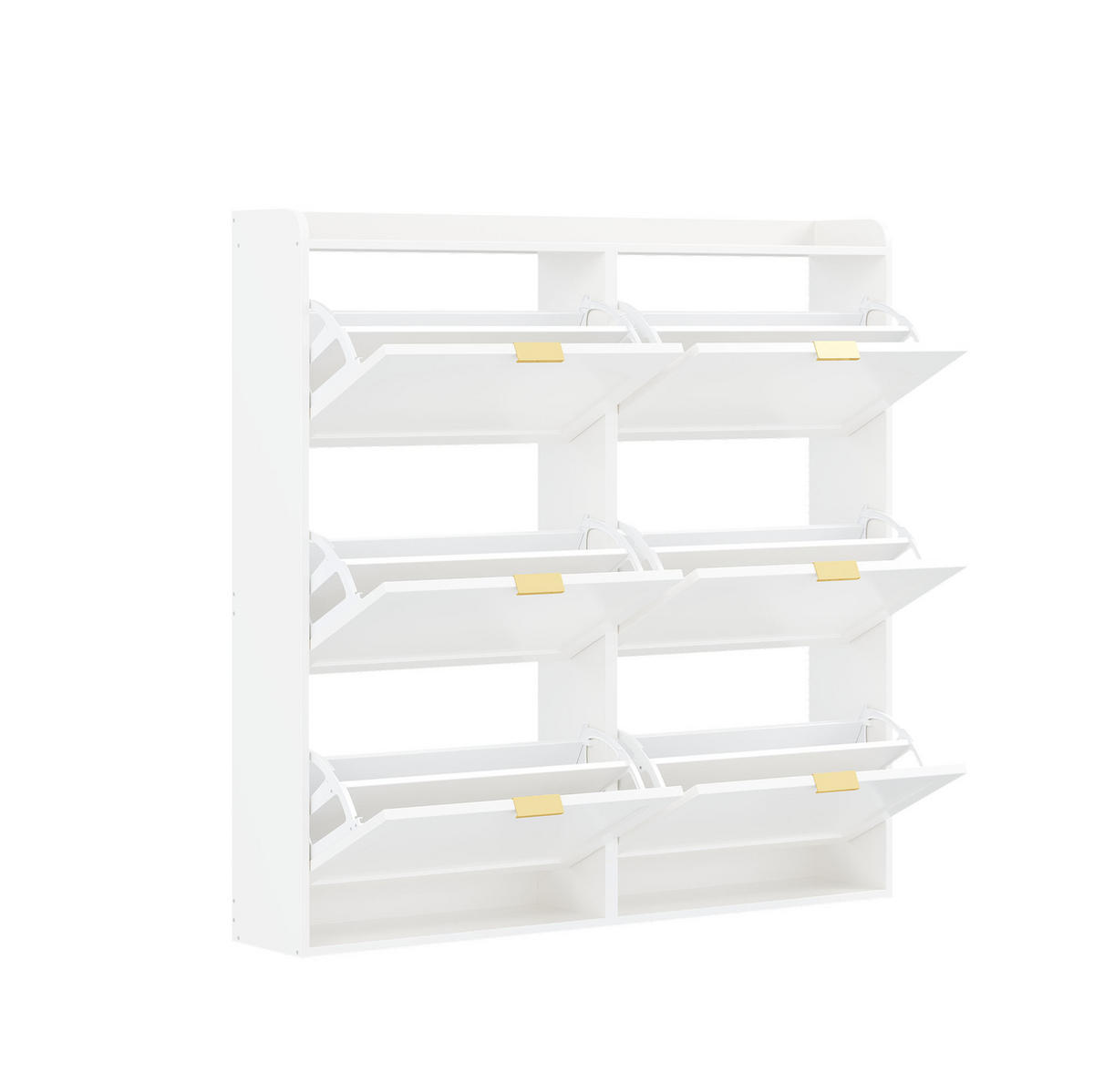 SCHUHSCHRANK 120/23/118 cm mit 6 Klappfächern aus MDF und Spanplatte, platzsparend und staubgeschützt, Weiß - Weiß, Holzwerkstoff (120/118/23cm) - Redom