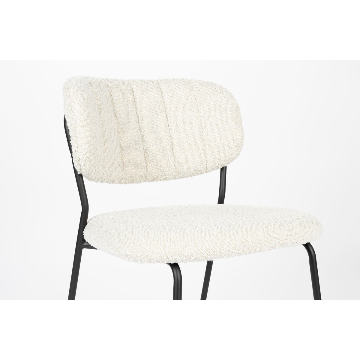 ESSZIMMERSTUHL Jolien Schwarz/ Bouclé - 2 er Set - Weiß, Textil (48/77/56cm) - Housecraft Living