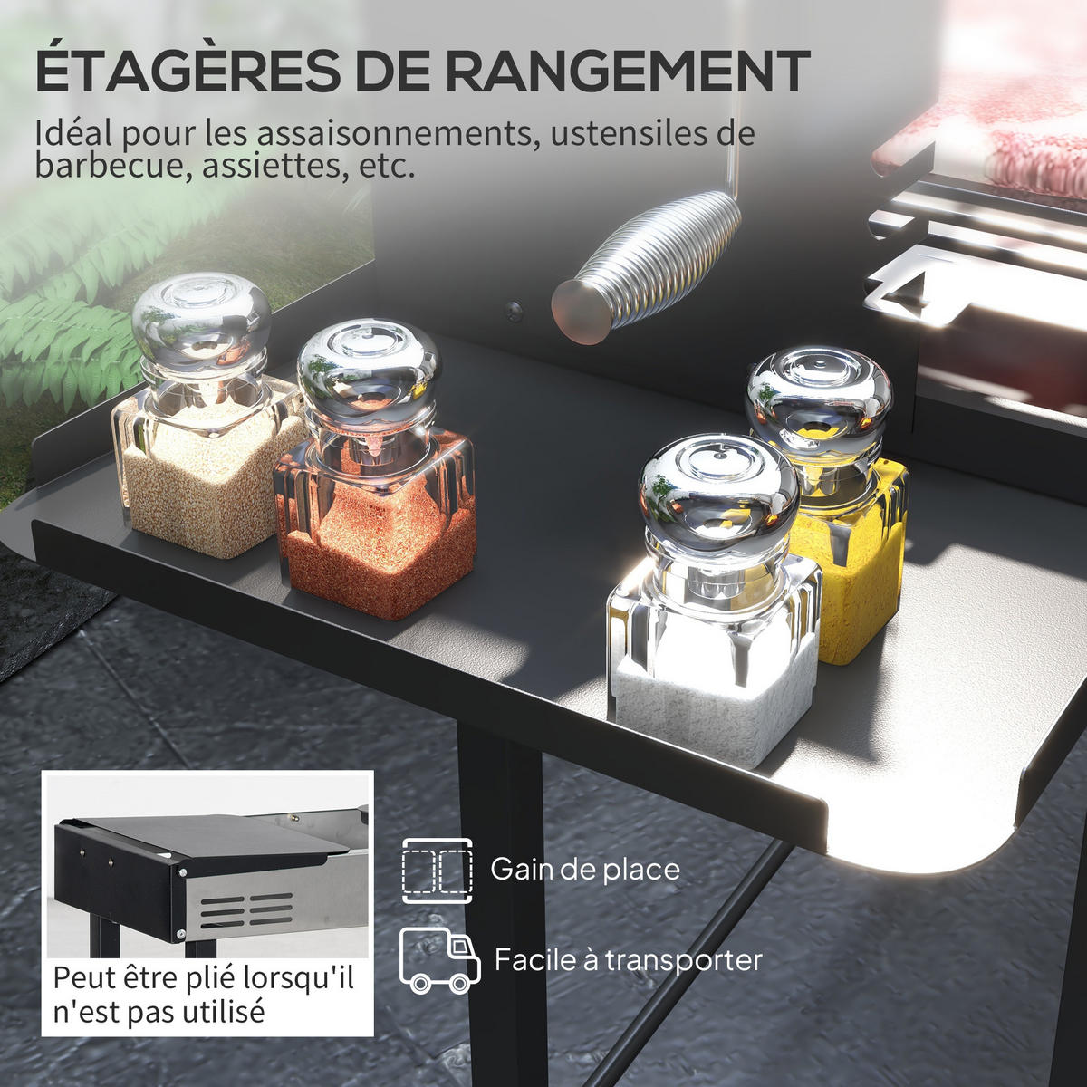 HOLZKOHLEGRILL DE-18264 Schwarz - Schwarz, Metall (32/90/118cm) - ComfortXL