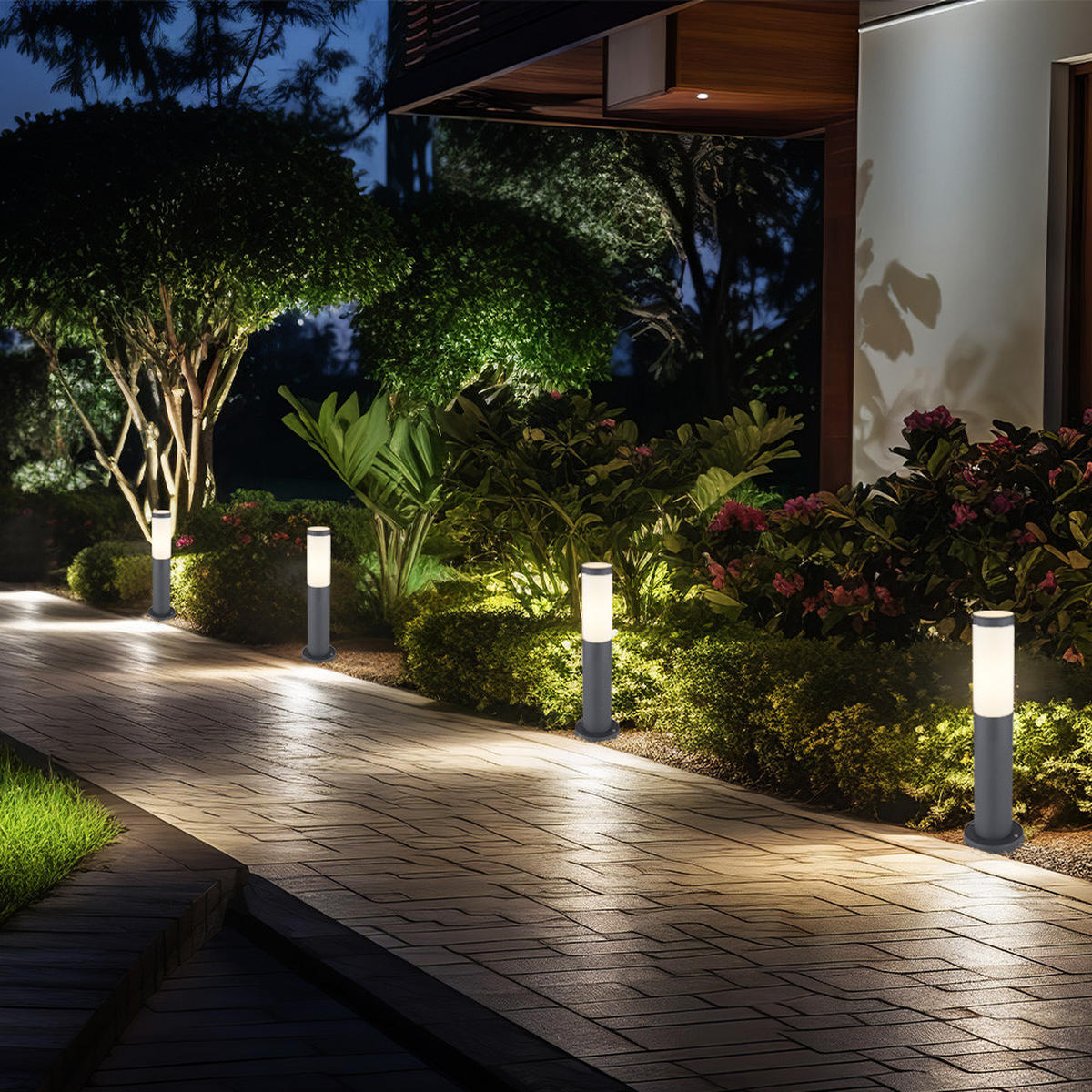 WEGELEUCHTE BOSTON Edelstahl Anthrazit 3er Set - Anthrazit, Metall (12.7/12.7/45cm) - Globo Lighting