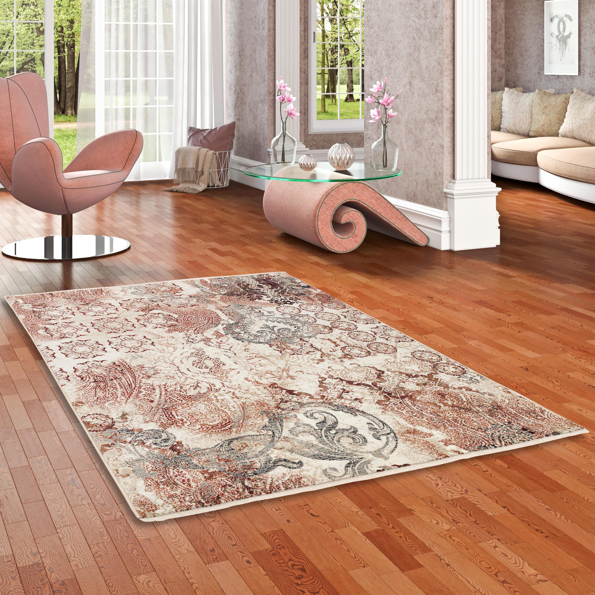 DESIGNER TEPPICH NIA VINTAGE BAROCK VERLAUF - Multicolor, Textil (120/170cm) - Pergamon