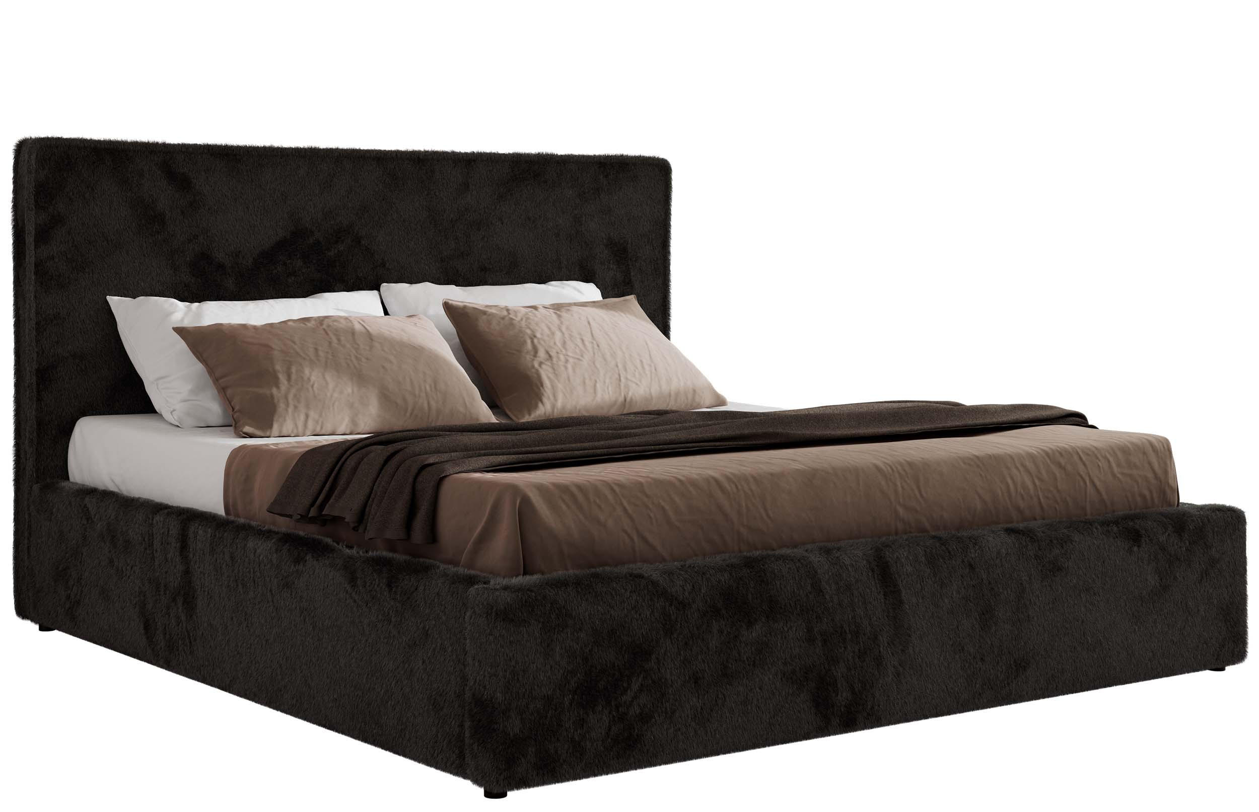 POLSTERBETT CORIVO CLASSIC 180/200 - Schwarz Plüsch - ohne Matratze - Schwarz, Textil (180/200cm) - MKS