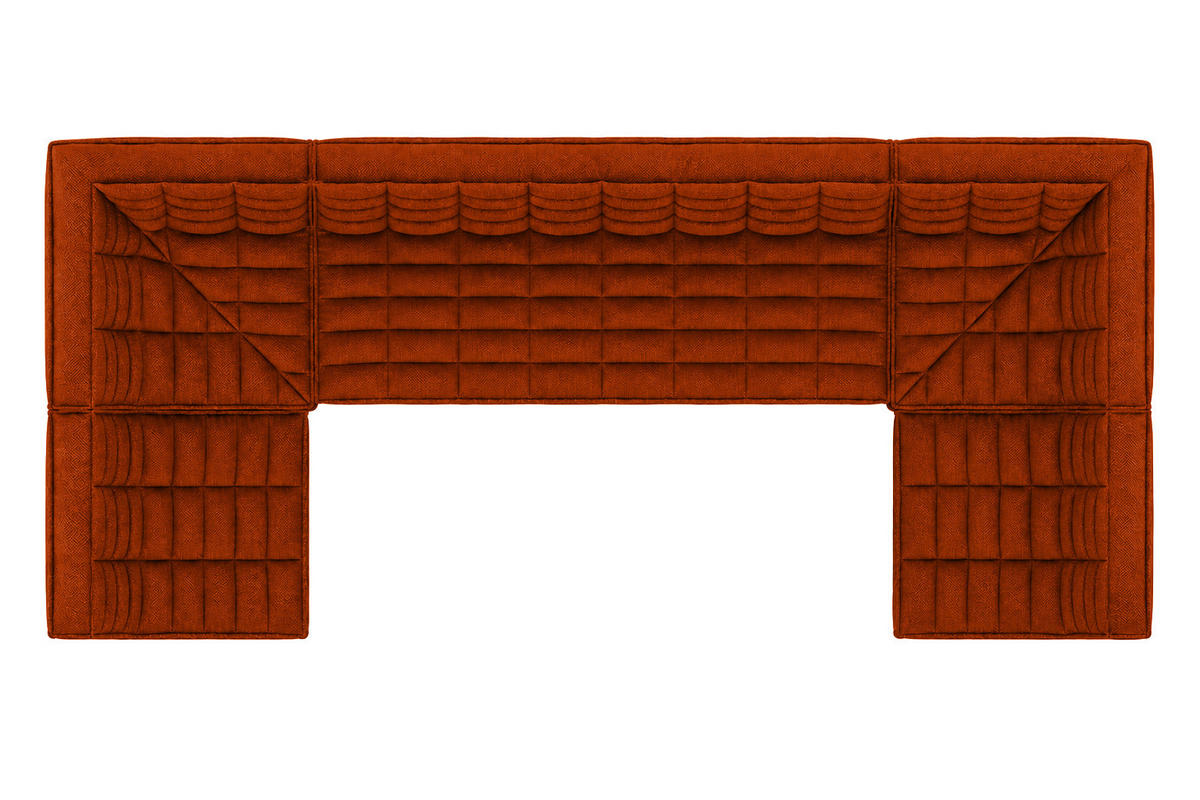 ECKSOFA Modulares U-Form, Plüschstoff Pop, Kupfer, LAZY U Medium - Kupferfarben, Holz (386/76/173cm) - Kaiser Möbel