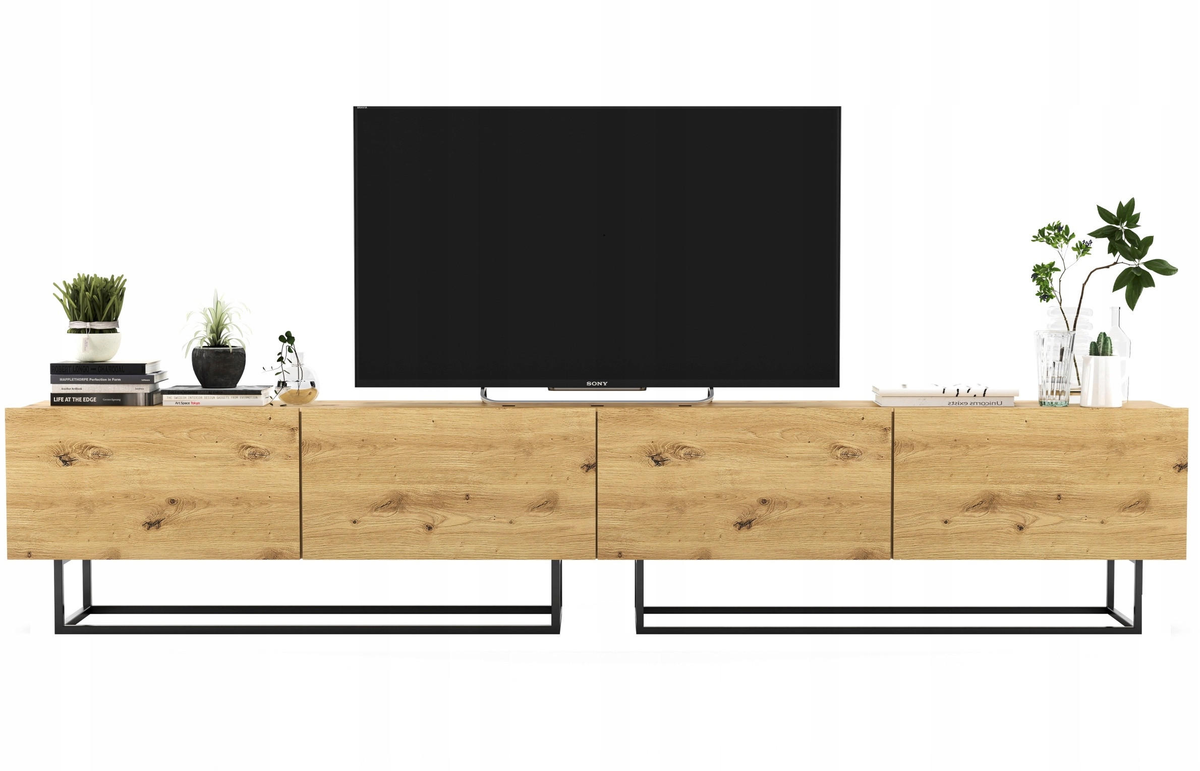 TV-LOWBOARD 2-er Set Enjoy Eiche Artisan Matt mit Metallrahmen 120 cm - Schwarz/Eiche Artisan, Holzwerkstoff/Metall (240/46/35cm) - Meble Lindner