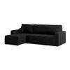 ECKSOFA VOLIRA Schwarz Plüsch-Stoff mit Schlaffunktion - Schwarz, Holz (230/143cm) - MASSENO