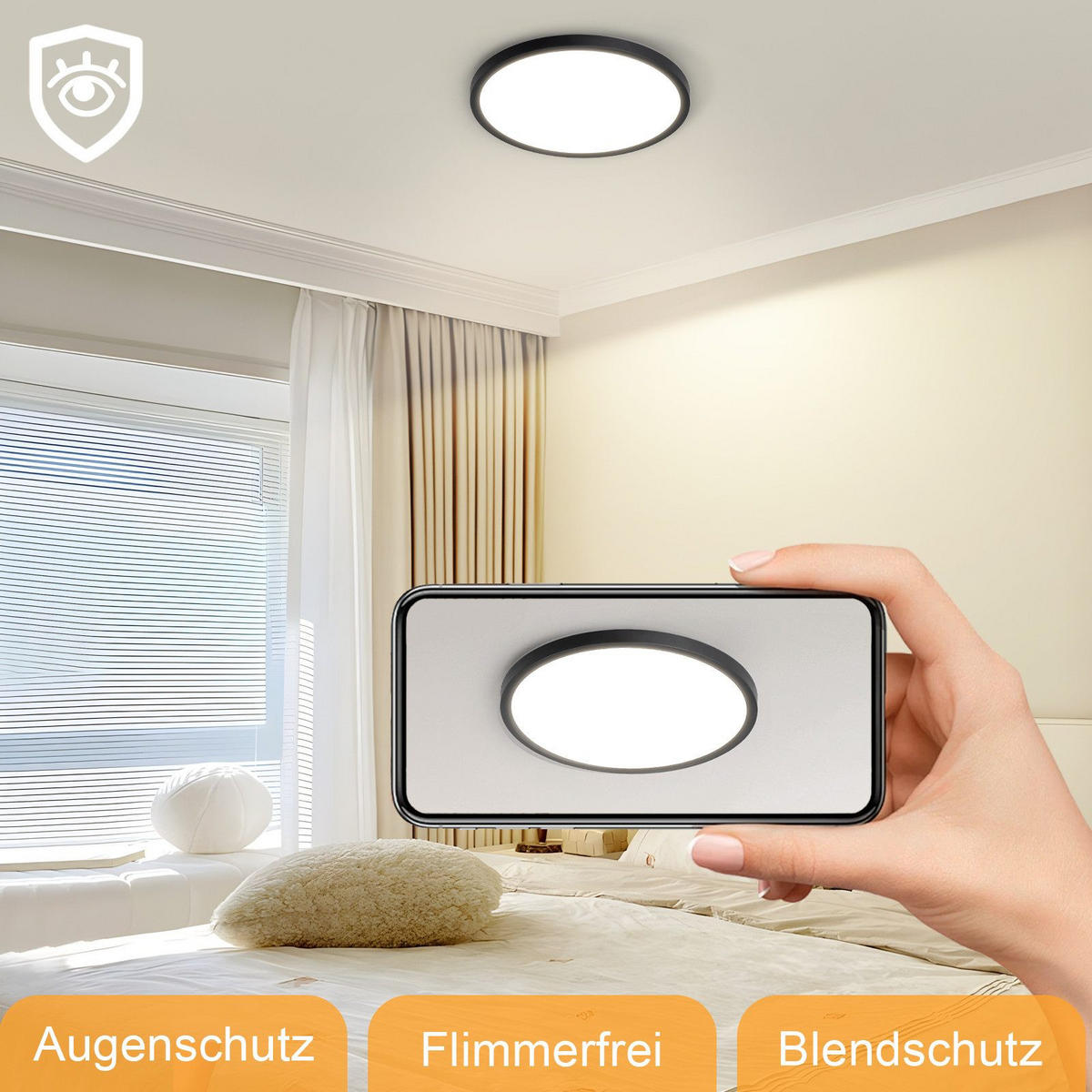 LED-DECKENLEUCHTE Mak 18/18/2.6 cm - Schwarz, Kunststoff (18/18/2.6cm) - Nettlife
