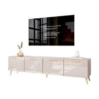 TV-ELEMENT AURA 200 KASCHMIR Hochglanz auf schrägen goldenen Beinen + LED - Kaschmir/Goldfarben, Holzwerkstoff (200/49/40cm) - Lookway