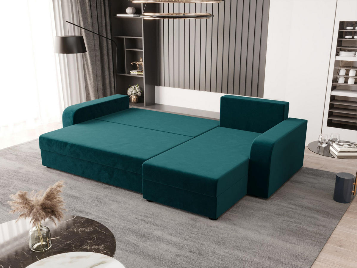 ECKSOFA HEWLET L BIS Itaka 39 Rechts mit Schlaffunktion - Türkis, Textil (240/140cm) - Bedante
