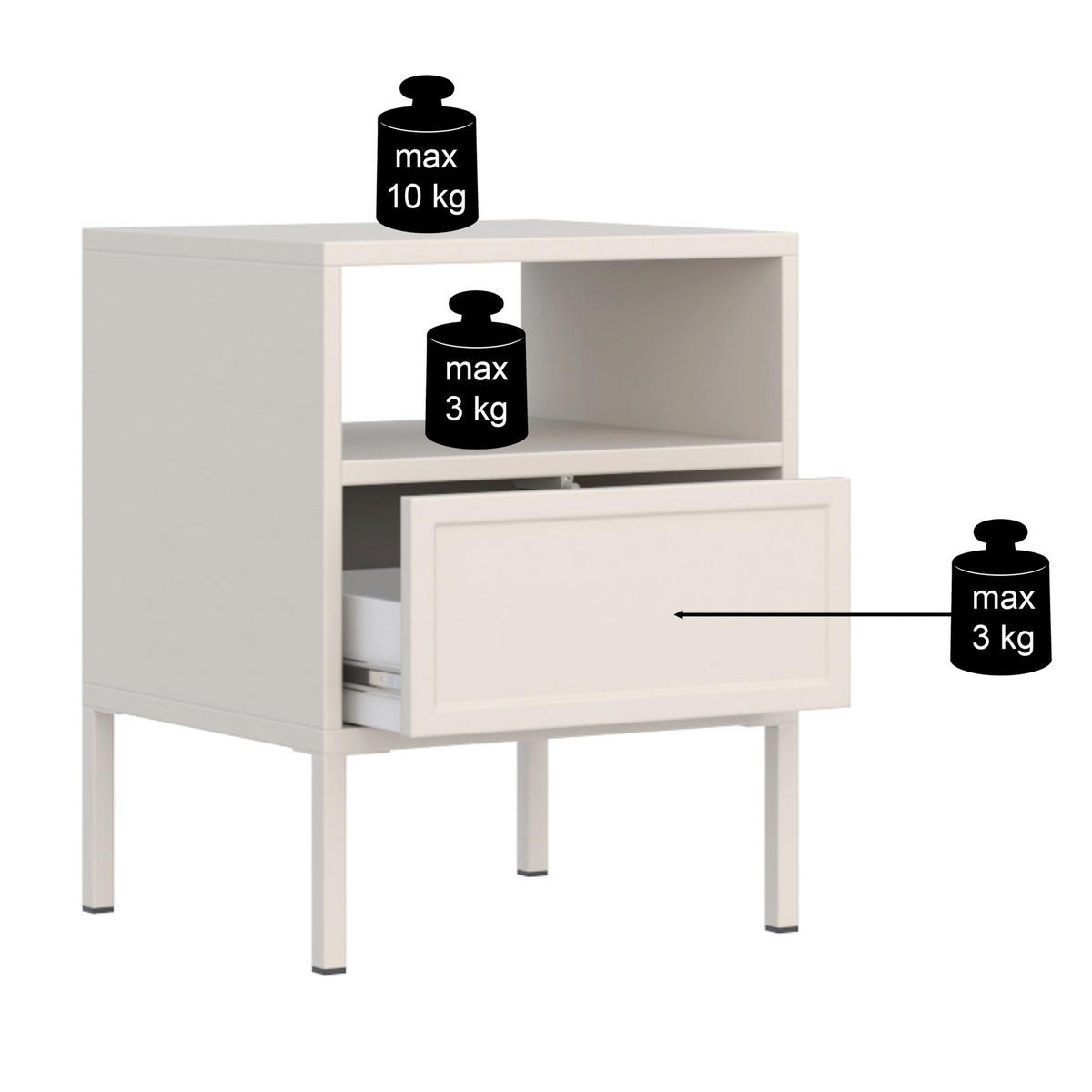 NACHTTISCH VELVETO cachemire 50 cm - Kaschmir, Holzwerkstoff/Metall (45/54/40cm) - Selsey
