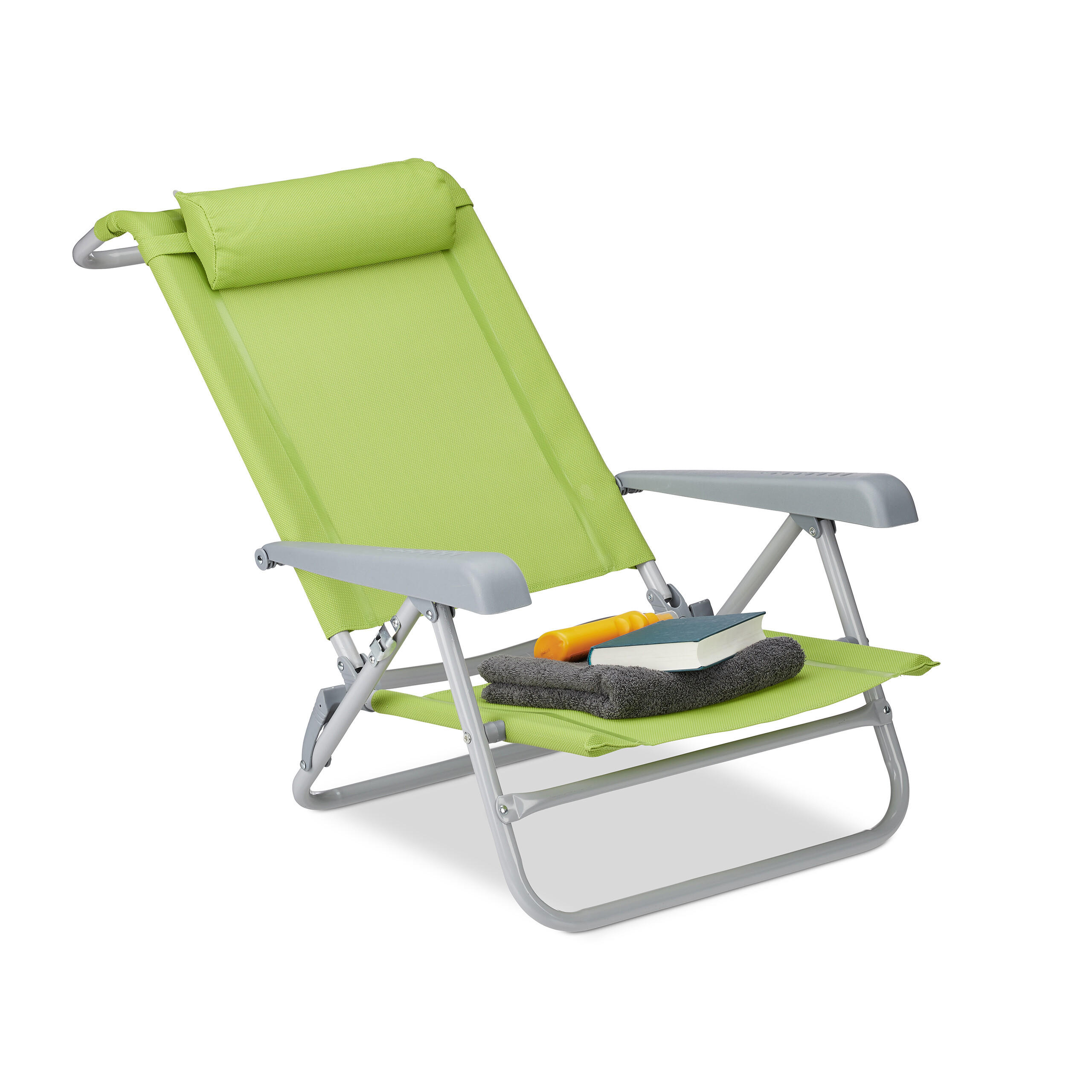 LIEGESTUHL - Grün, Kunststoff/Metall (58/76.5/80cm) - Relaxdays