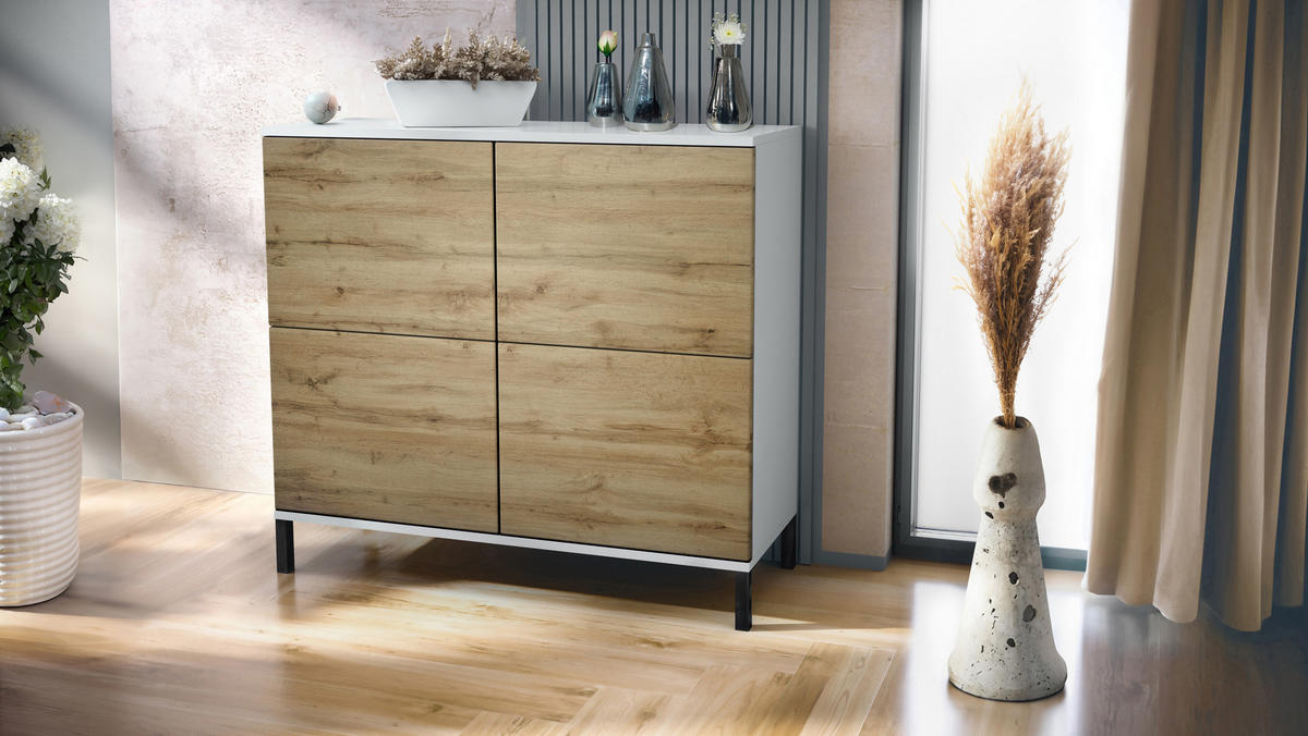 KOMMODE Rova Eiche Wotan - Eiche Wotan, Holzwerkstoff (92.5/83.5/35cm) - Vladon