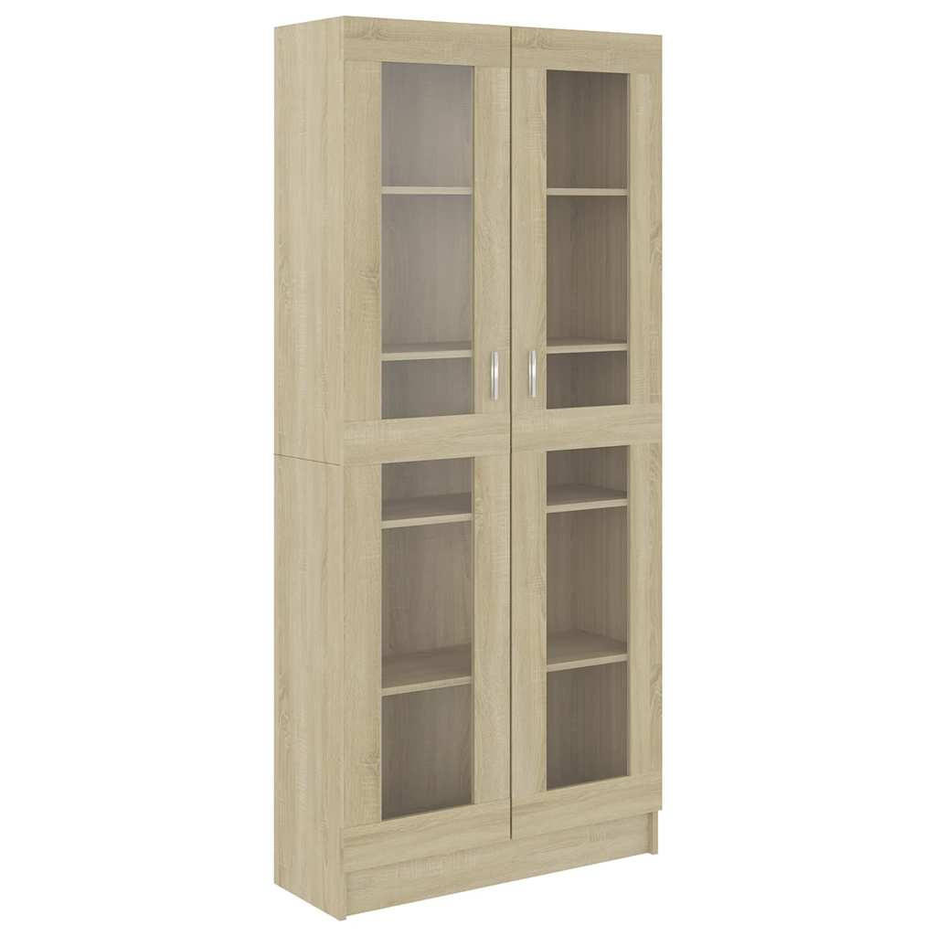 vidaXL Vitrinenschrank Sonoma Eiche 82.5x185x30.5 cm